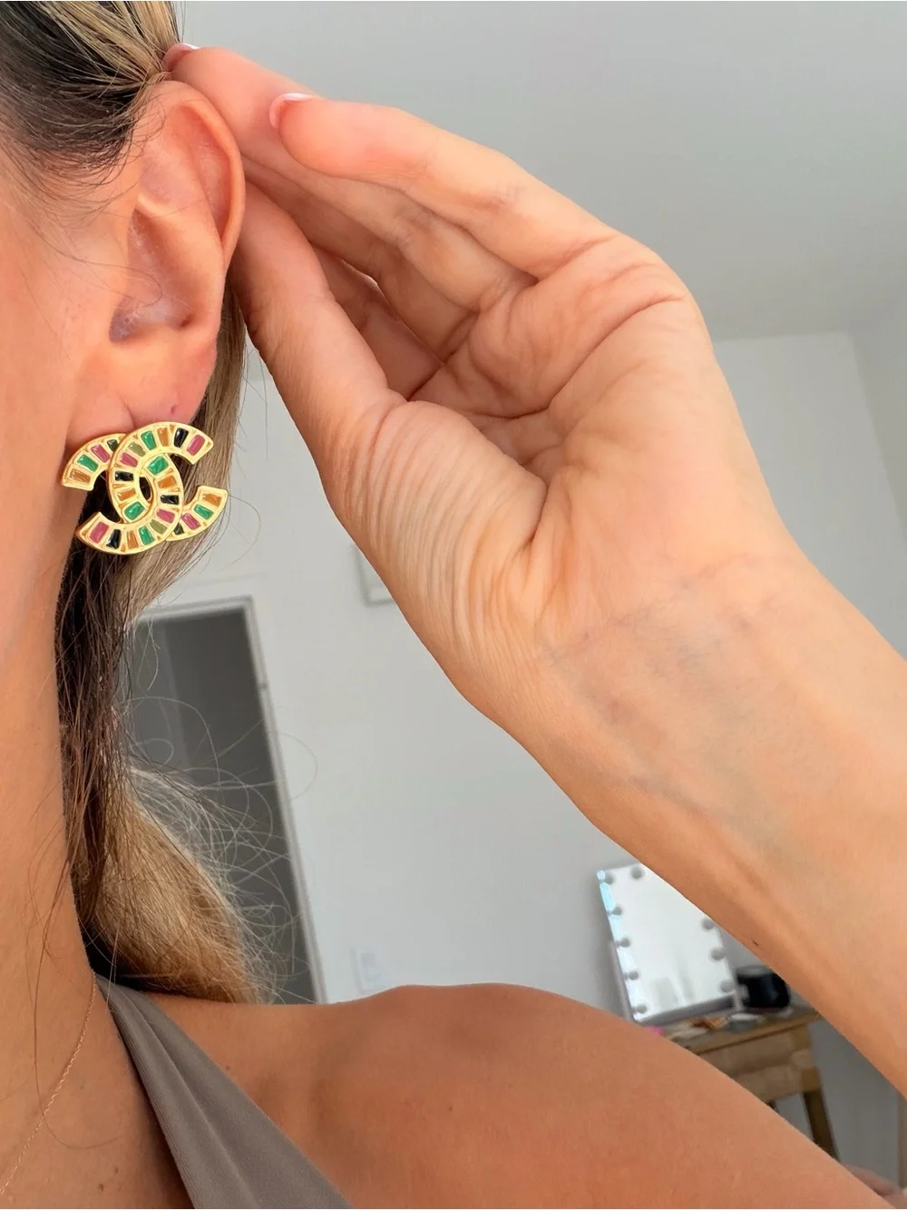 CHANEL gold tone